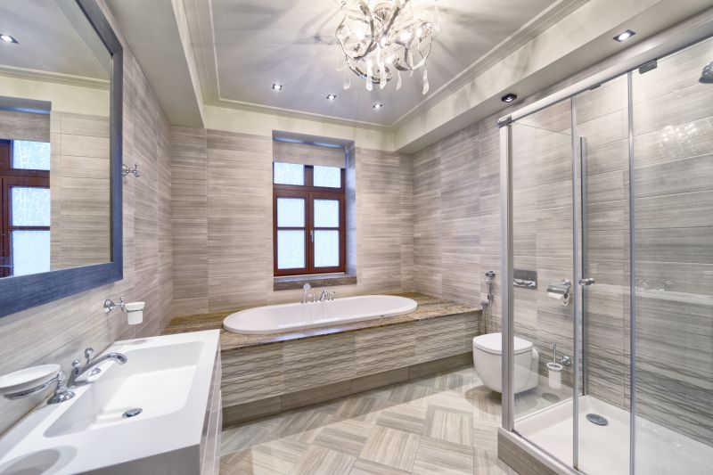 Luxurious bathroom with ambient lighting